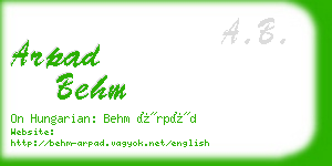 arpad behm business card